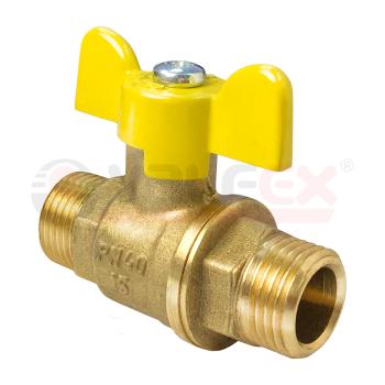 Кран шаровый латунный VALFEX  11б27п газ НР/НР Ду 20 (3/4") Ру 40 бабочка 