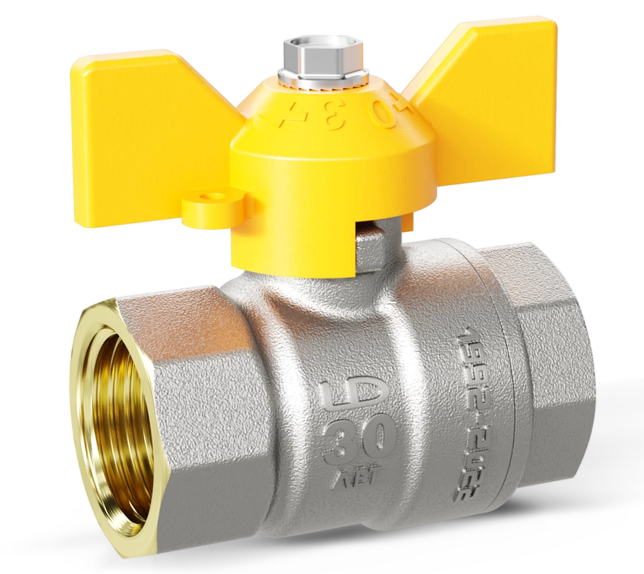 Кран шаровый латунный LD Pride  газ ВР/ВР Ду 15 (1/2") Ру 40 бабочка 